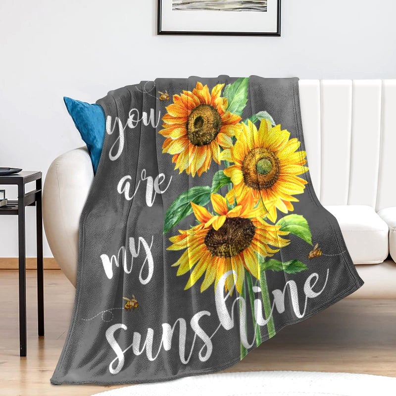 Sunflower Blanket Soft Flannel You are My Sunshine Throw Blanket Sunflower Gifts for Women Mom Daughter Wife 50x40