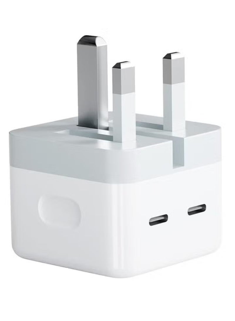 TIGER 35W Dual USB-C Fast Charger Plug – Type-C Power Adapter with Dual Ports for Simultaneous Charging – Compatible with iPhone 15/14/14 Plus/14 Pro Max/13/12/11/X, Samsung Galaxy, iPad, AirPods, Bluetooth Speakers & More – Compact & Efficient - Image 1