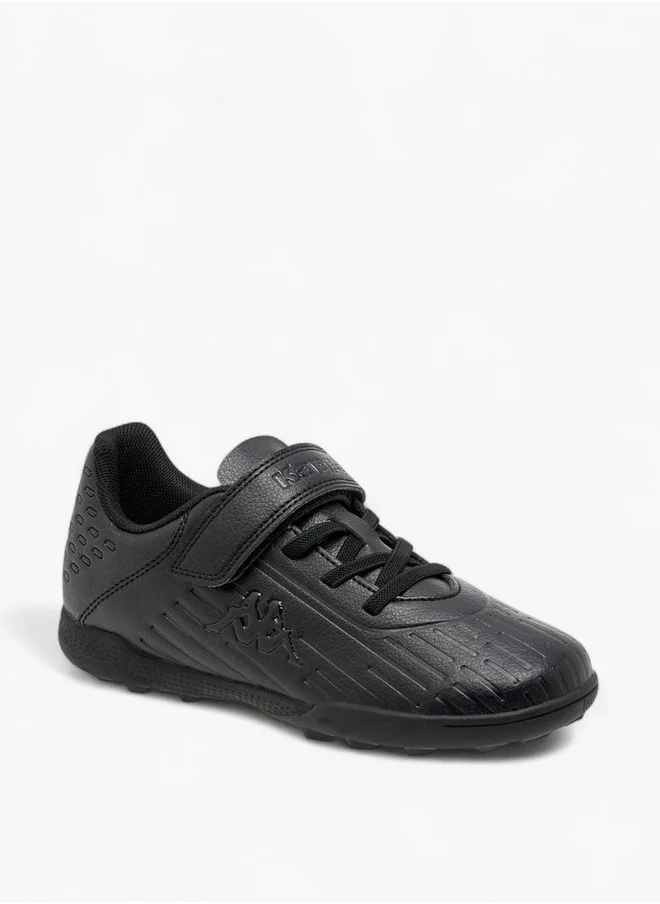 Kappa Boys' Logo Textured Football Shoes with Hook and Loop Closure