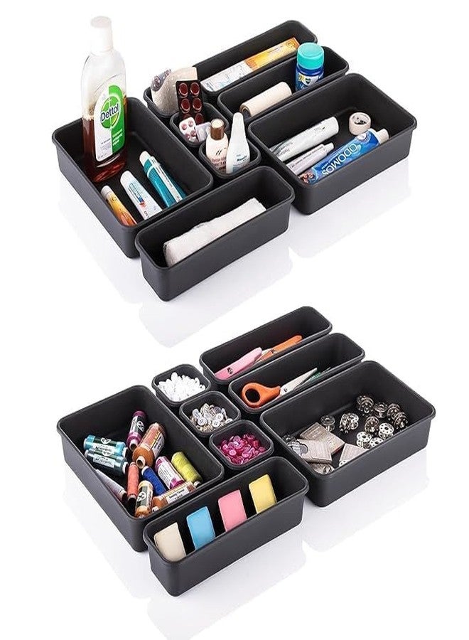 BIRZAR Plastic Interlocking Cutlery Drawer Desk Organizer Divider Tray/Separator Plastic Trays for Flatware, Cutlery & Desk Storage for Household, Kitchen & Office Drawer Organizer Rack - (Set of 8) - Image 2