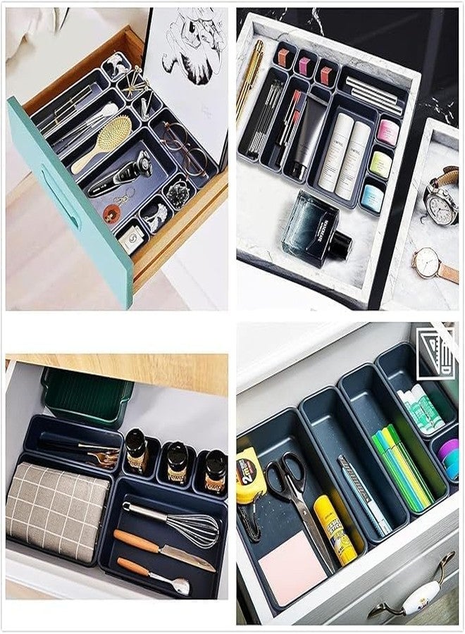 BIRZAR Plastic Interlocking Cutlery Drawer Desk Organizer Divider Tray/Separator Plastic Trays for Flatware, Cutlery & Desk Storage for Household, Kitchen & Office Drawer Organizer Rack - (Set of 8) - Image 3