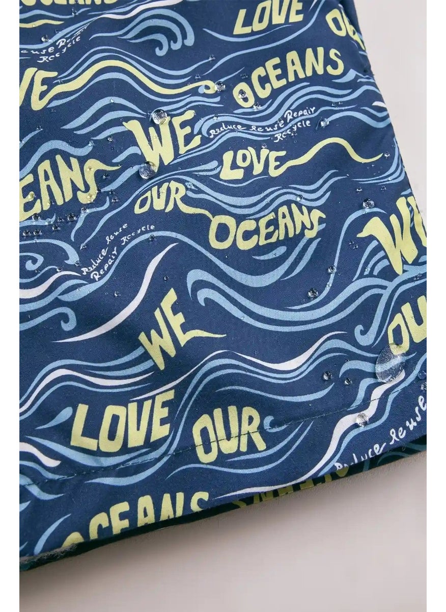 Gold Class Kidswear Wave Printed Lined Drawstring Boy's Swim Shorts  - Image 3