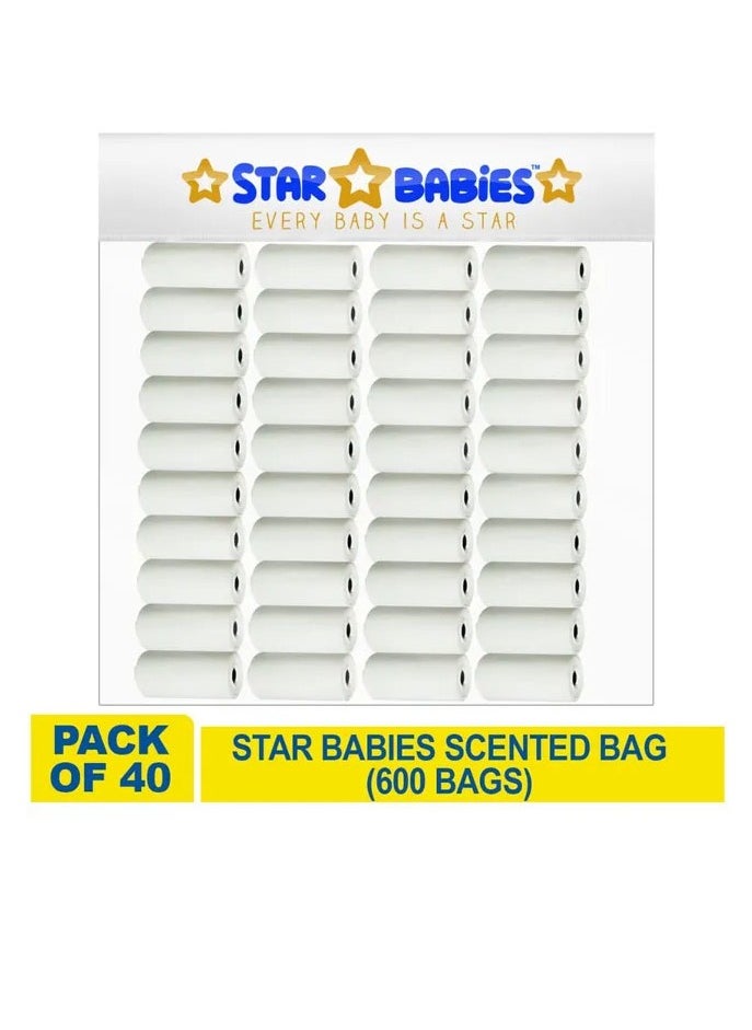 STAR BABiES Star Babies - Scented Bag Roll - Pack of 40/600 Bags - White  - Image 2