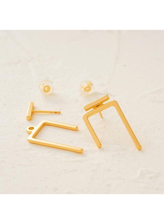Mevecco Women Earrings Gold Stud 14K Gold Filled Small Simple Handmade Hypoallergenic Everyday Jewelry - Image 5
