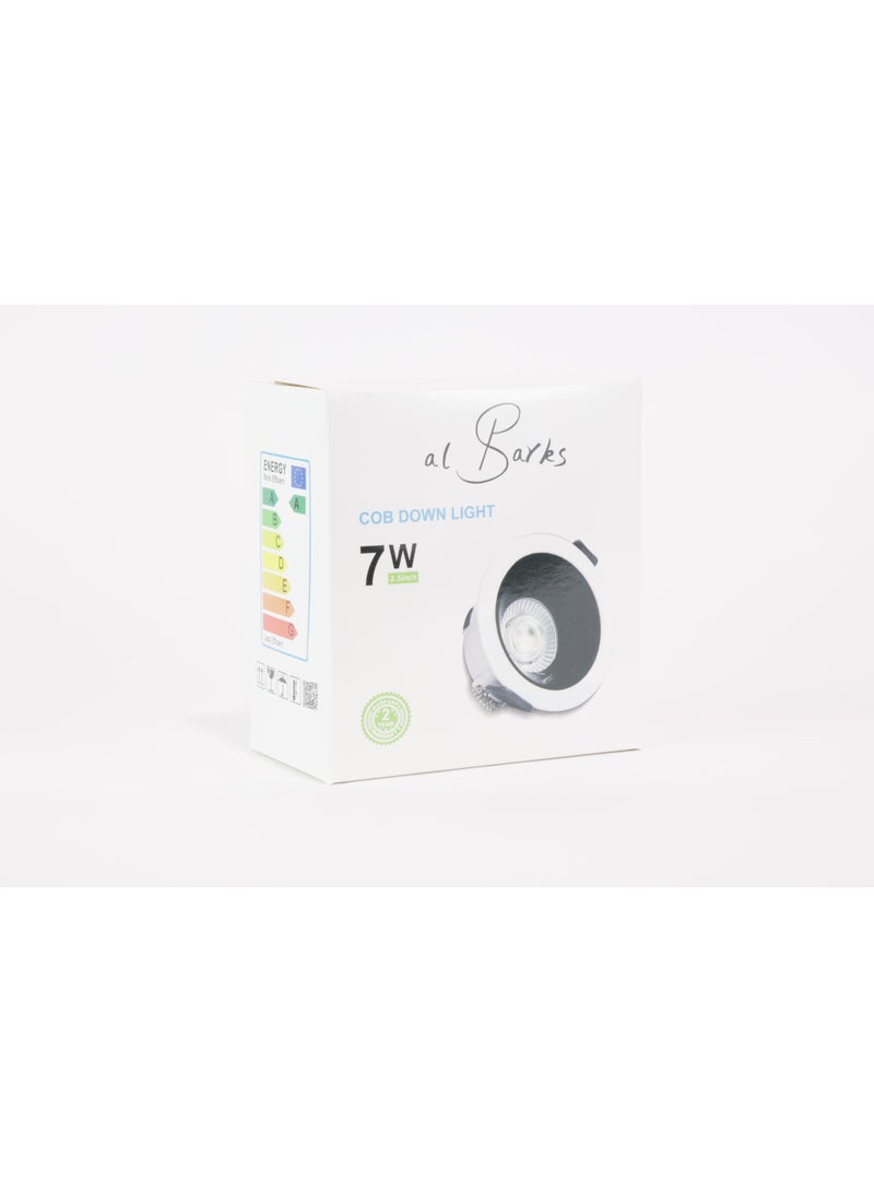 alfriday AL BARKS 2.5‑Inch Recessed COB Downlight | 7 W Dual CCT (3000 K & 4000 K) | White Trim with Black Anti‑Glare Baffle | 24° Beam - Image 1