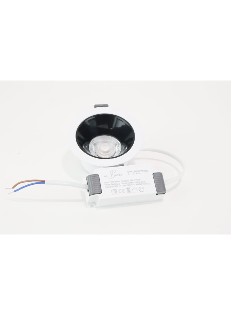 alfriday AL BARKS 2.5‑Inch Recessed COB Downlight | 7 W Dual CCT (3000 K & 4000 K) | White Trim with Black Anti‑Glare Baffle | 24° Beam - Image 3