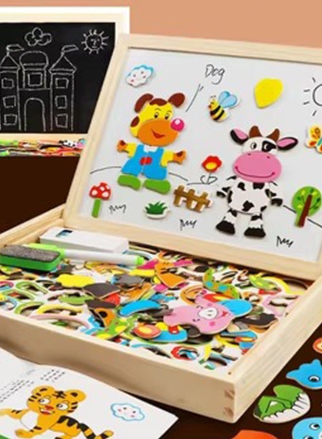 Wooden Magnetic Puzzle Figure Animals Farming Drawing Board Box Kids Educational Toy cm  - Image 2
