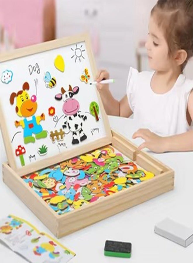Wooden Magnetic Puzzle Figure Animals Farming Drawing Board Box Kids Educational Toy cm  - Image 4
