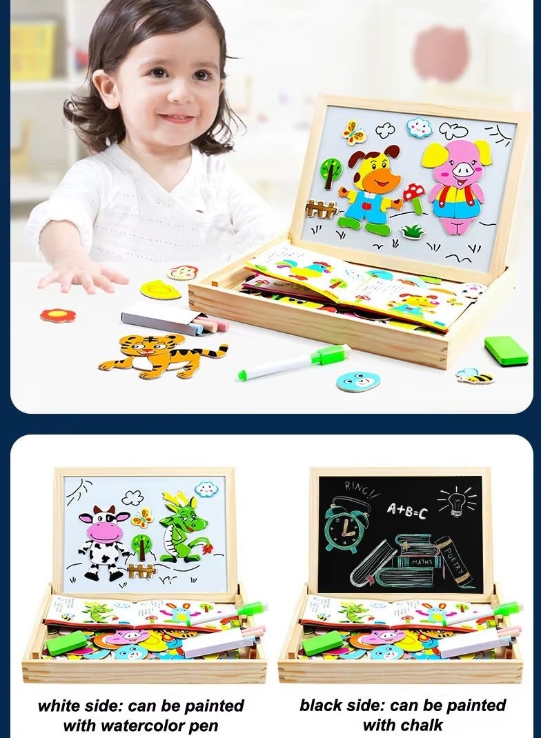 Wooden Magnetic Puzzle Figure Animals Farming Drawing Board Box Kids Educational Toy cm  - Image 3