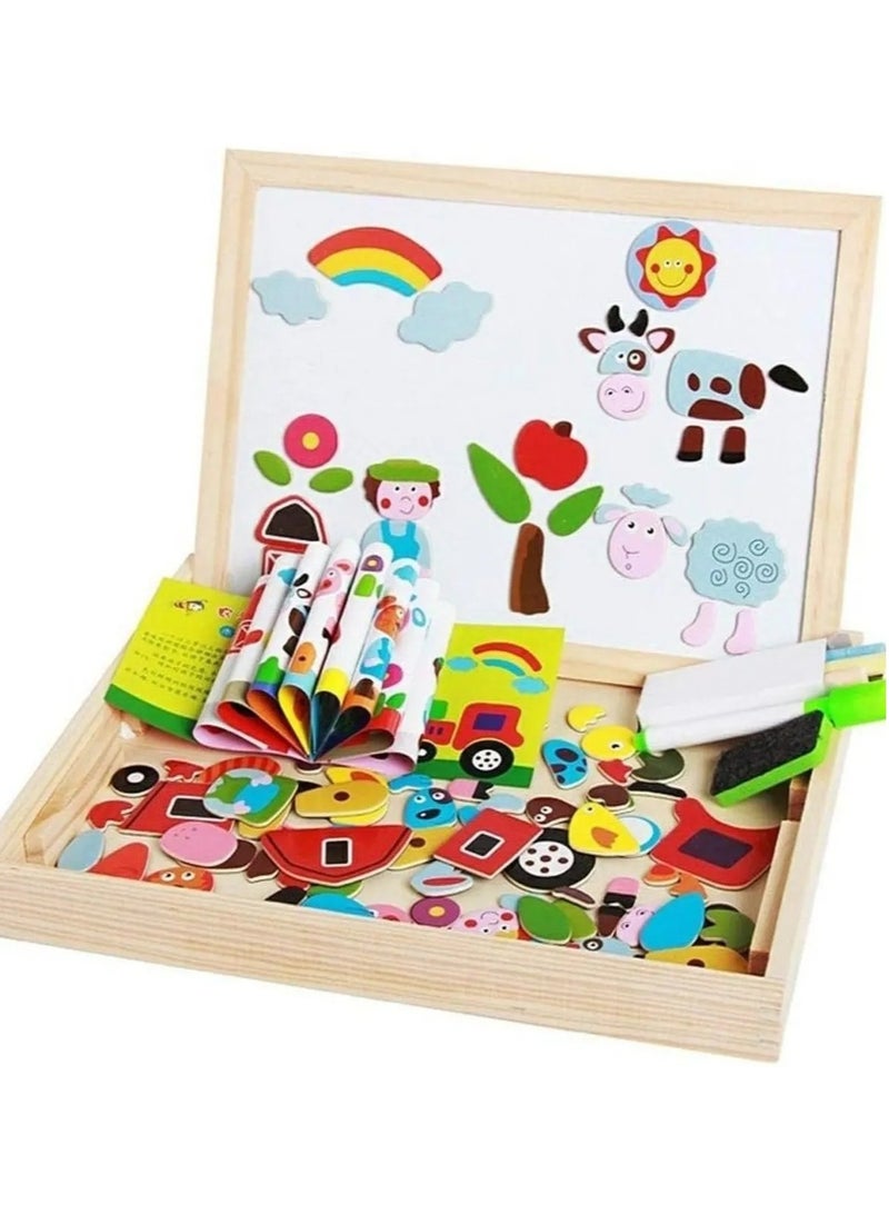 Wooden Magnetic Puzzle Figure Animals Farming Drawing Board Box Kids Educational Toy cm  - Image 1