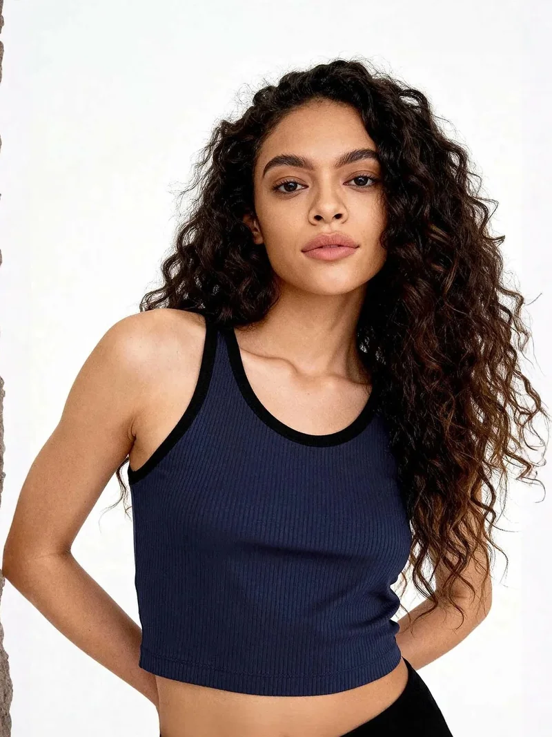 TOMMYLIFE TOMMY Ribbed Sleeveless Crop Top