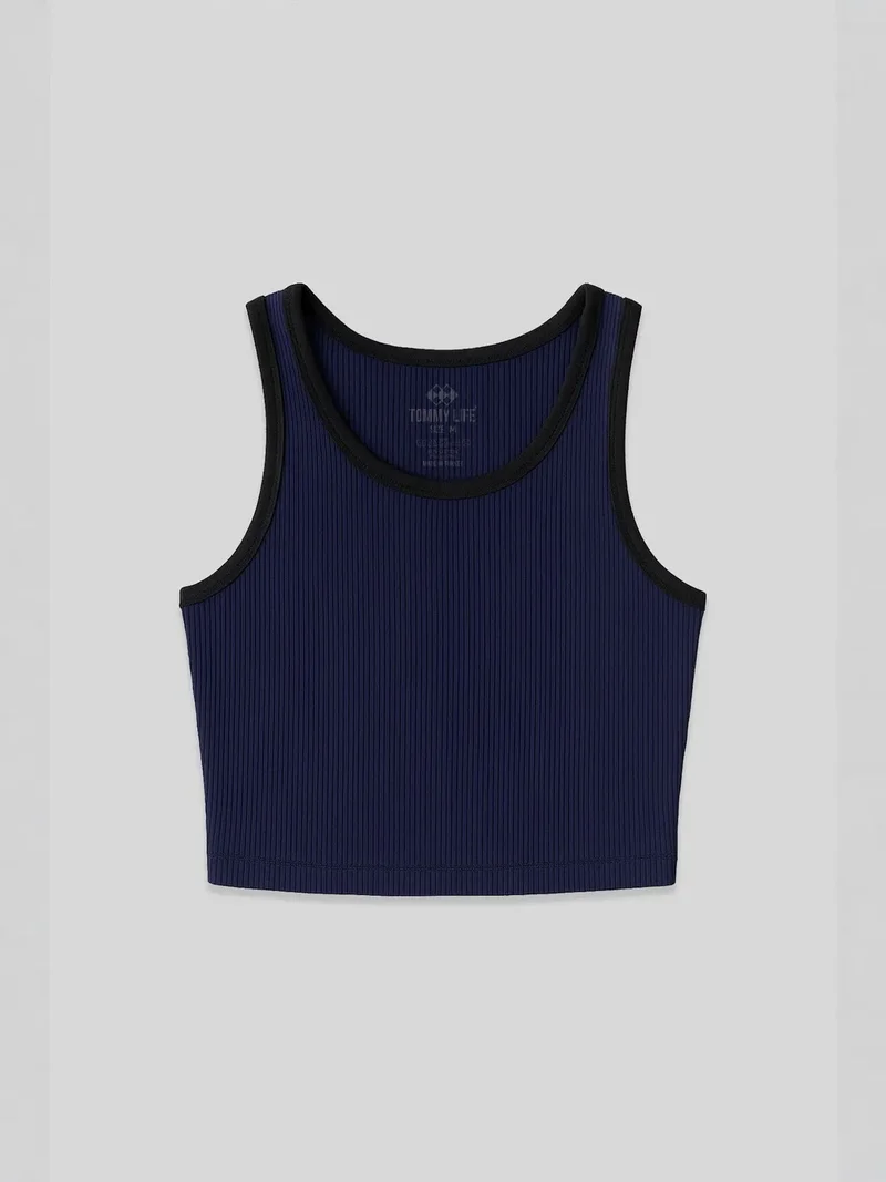 TOMMYLIFE TOMMY Ribbed Sleeveless Crop Top