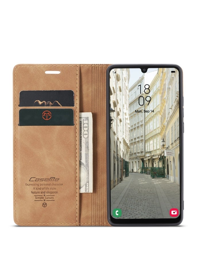 CaseMe CaseMe Samsung Galaxy A34 Case Wallet, for Samsung Galaxy A34 Wallet Case Book Folding Flip Folio Case with Magnetic Kickstand Card Slots Protective Cover - Brown - Image 2