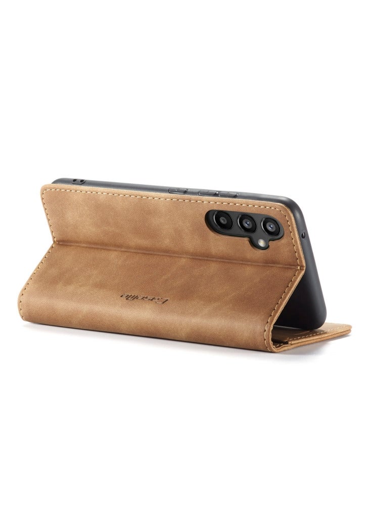 CaseMe CaseMe Samsung Galaxy A34 Case Wallet, for Samsung Galaxy A34 Wallet Case Book Folding Flip Folio Case with Magnetic Kickstand Card Slots Protective Cover - Brown - Image 5