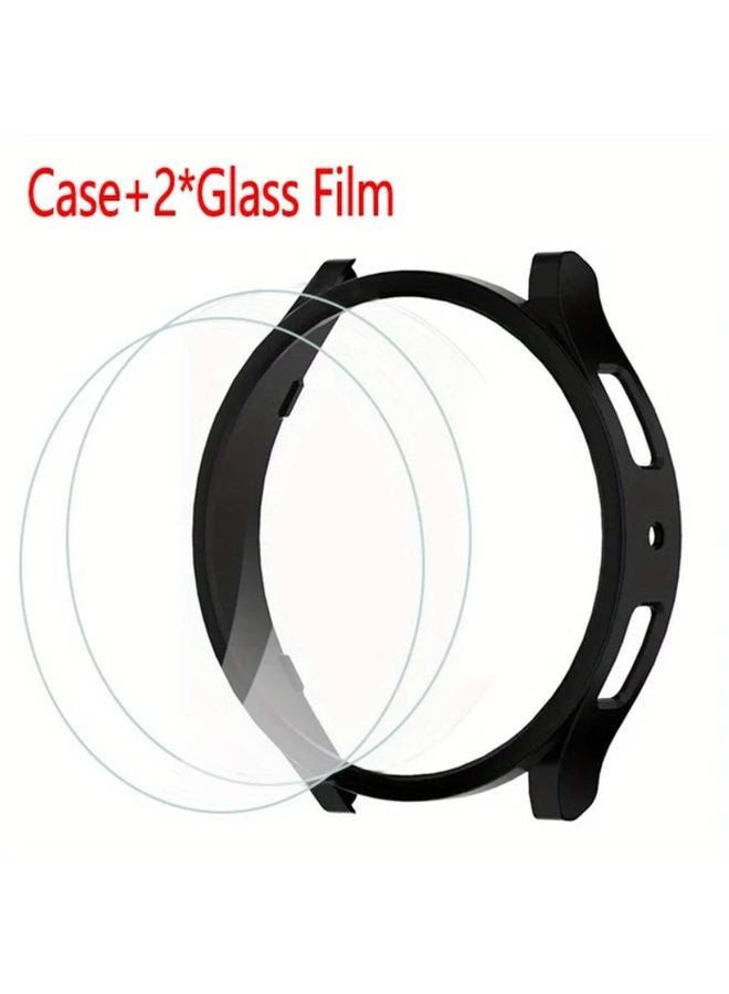 غطاء حامي شاشة Galaxy Watch FE مع فيلم زجاج مقوى أسود - Image 1