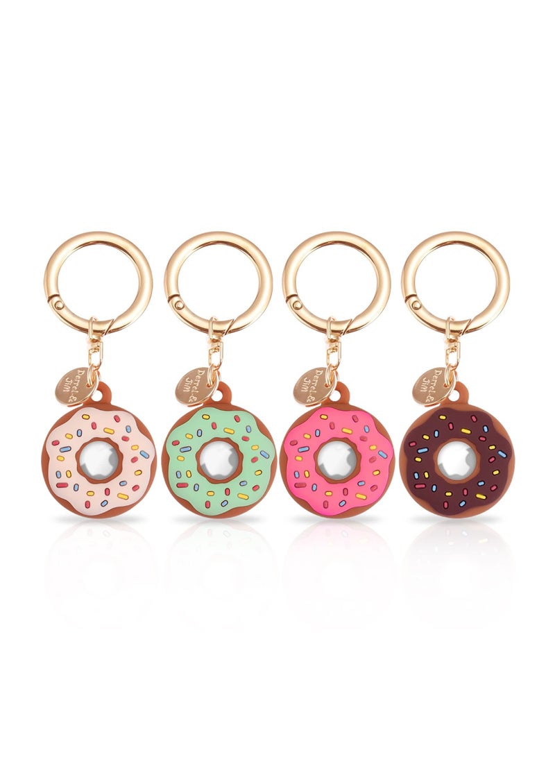SYOSI 4 Pack Keychain Donut Case for AirTag, Cute Protective for AirTag Holder with Anti-Lost Keychain, Anti-Drop Scratch for Airtag Holder Keychain Accessories for Kids Pets Backpacks  - Image 1