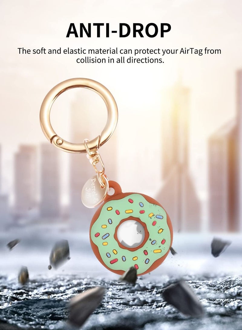 SYOSI 4 Pack Keychain Donut Case for AirTag, Cute Protective for AirTag Holder with Anti-Lost Keychain, Anti-Drop Scratch for Airtag Holder Keychain Accessories for Kids Pets Backpacks  - Image 3