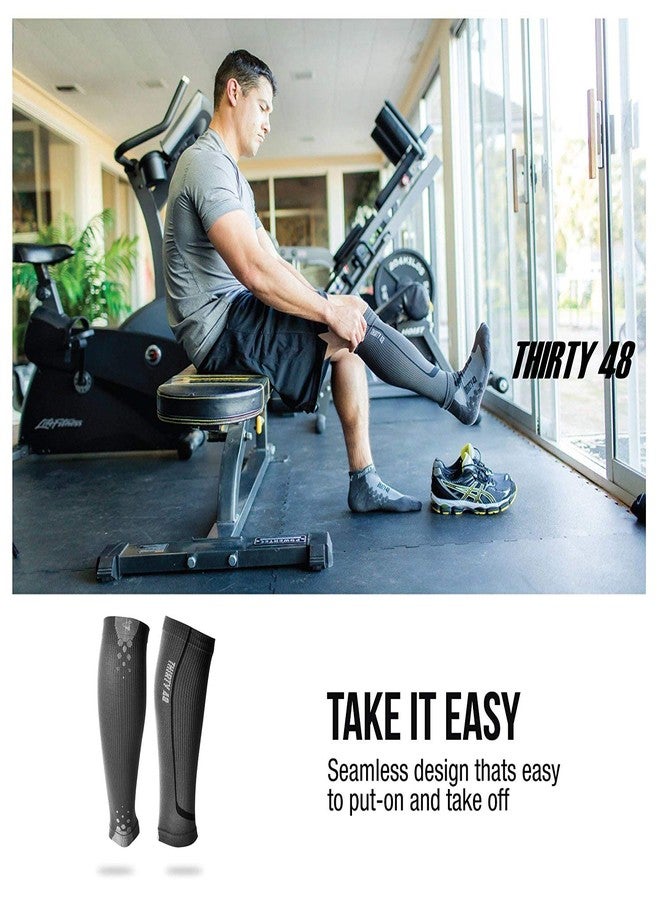 Thirty48 - "The Sock Geeks", Cp Series Calf/Shin Splint Guard Graduated Compression Sleeves-Sock; 1 Pair,Gray/Green ,Small - Image 5