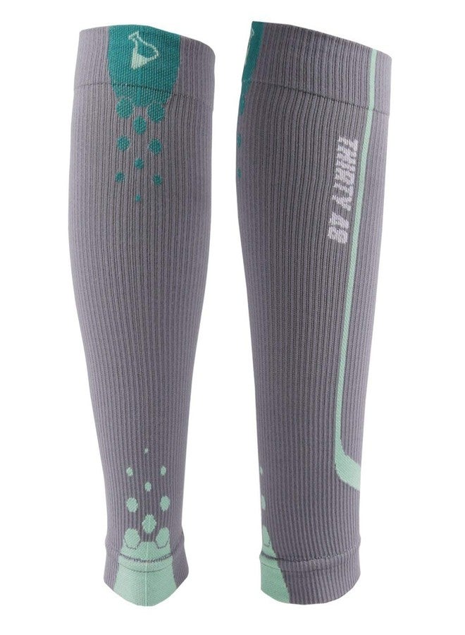 Thirty48 - "The Sock Geeks", Cp Series Calf/Shin Splint Guard Graduated Compression Sleeves-Sock; 1 Pair,Gray/Green ,Small - Image 1