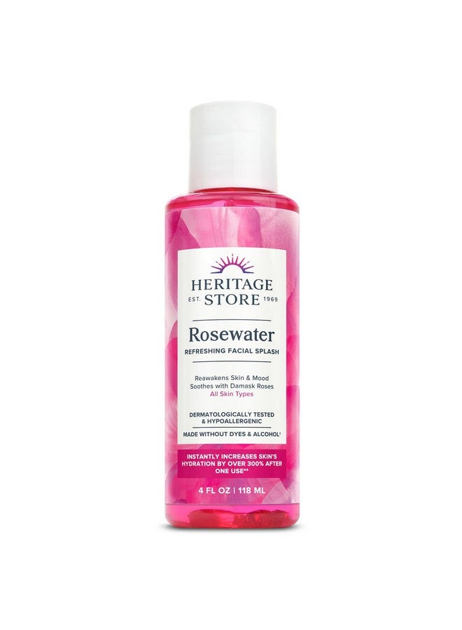 HERITAGE STORE Rosewater - Refreshing Facial Splash for Glowing Skin with Damask Rose - All Skin Types - Rose Water for Face - Made Without Dyes or Alcohol, Hypoallergenic, Vegan, Cruelty Free, 4oz - Image 1
