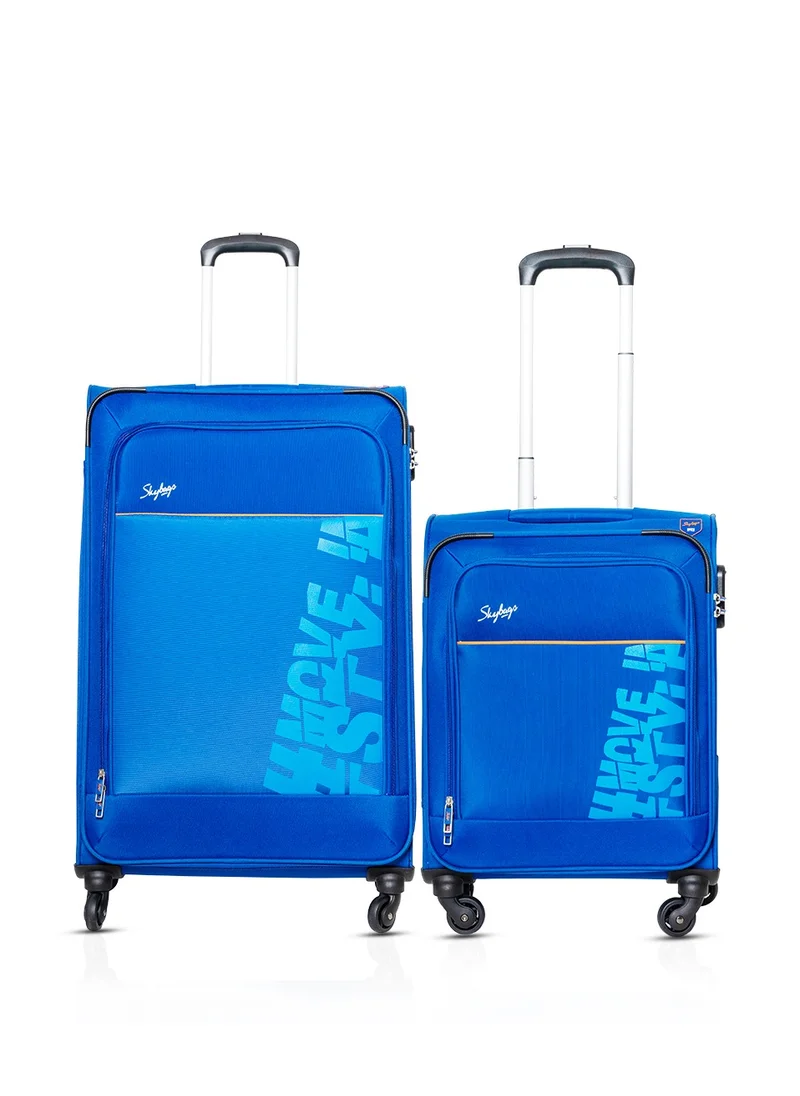 Skybags Rhumba Set Of 2 Luggage| 4W Str (E)| Polyester Soft Sided 360° 4 Wheels Spinner Trolleys- Cabin-20 Inch | Large- 28 Inch| Blue