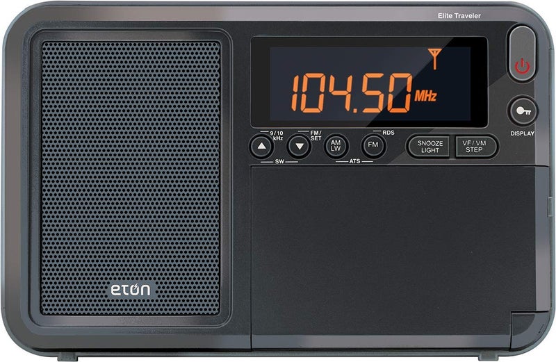 Eton Elite Traveler AM/FM, Longwave, Shortwave Radio with RDS, World Clock, 500 Stations, Dial Tuning, Alarm, Sleep Timer, Leather Case, Portable International Radio with High-Contrast LCD - Image 2