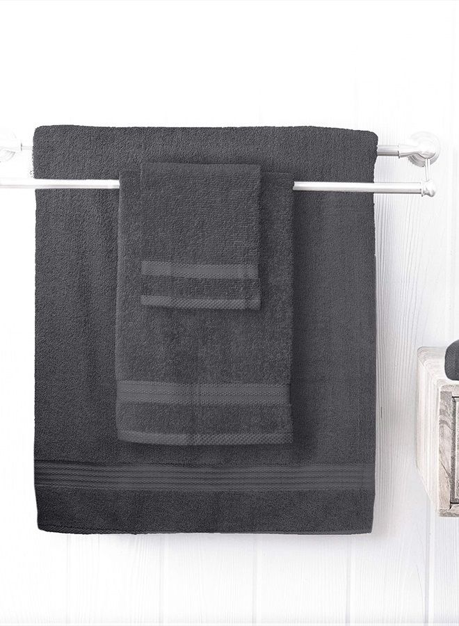GLAMBURG Ultra Soft 8-Piece Towel Set - 100% Pure Ringspun Cotton, Contains 2 Oversized Bath Towels 27x54, 2 Hand Towels 16x28, 4 Wash Cloths 13x13 - Ideal for Everyday use, Hotel & Spa -Charcoal Grey - Image 4