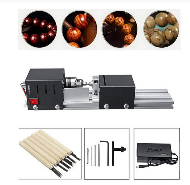 YWY Mini Lathe Machine Tool DIY Woodworking Wood lathe Milling machine Grinding Polishing Beads Drill Rotary Tool Set, 2.76 x 6.3inch, 12-24V 96Wï¼Œ7 Speeds - Image 5