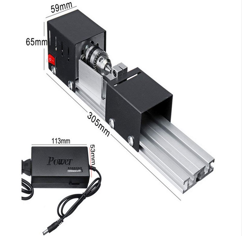 YWY Mini Lathe Machine Tool DIY Woodworking Wood lathe Milling machine Grinding Polishing Beads Drill Rotary Tool Set, 2.76 x 6.3inch, 12-24V 96Wï¼Œ7 Speeds - Image 3