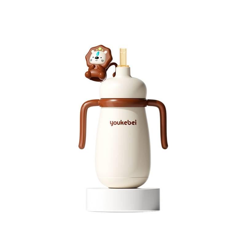 AD White Kids Water Bottle with Straw Lid in Stainless Steel - 300 ml - Image 1