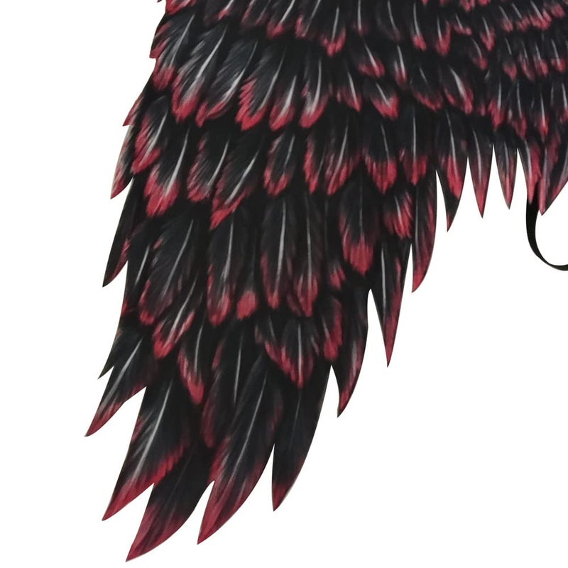 Anbaby 3D Printed Angel Wings Costume | Realistic Non-Woven Fabric Wings for Cosplay, Halloween, Theme Parties (Black+Red) - Image 4