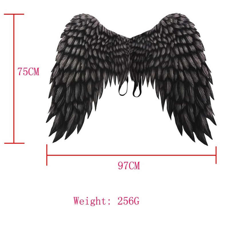 Anbaby 3D Printed Angel Wings Costume | Realistic Non-Woven Fabric Wings for Cosplay, Halloween, Theme Parties (Black+Red) - Image 5