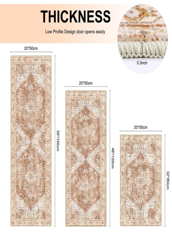 Yamaziot Boho Washable Kitchen Rugs Sets of 3, Non Slip Kitchen Mats for Floor with Rubber Backing, Waterproof & Stain Resistant Thick Carpet Runner Throw Rugs for Kitchen, Laundry Room, Hallway - Image 2