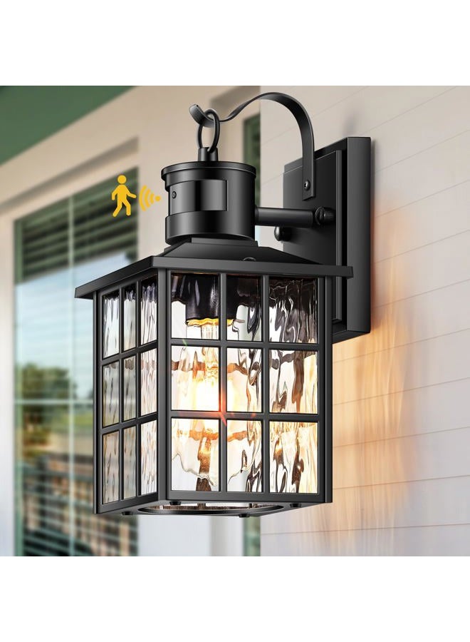VIANIS Outdoor Wall Lantern With Motion Sensor, Dusk To Dawn Exterior Light Fixtures Wall Mount, LED Outdoor Porch Light, Anti-Rust 100% Aluminum Modern Black Outdoor Sconce Lights for Garage,Entryway - Image 1