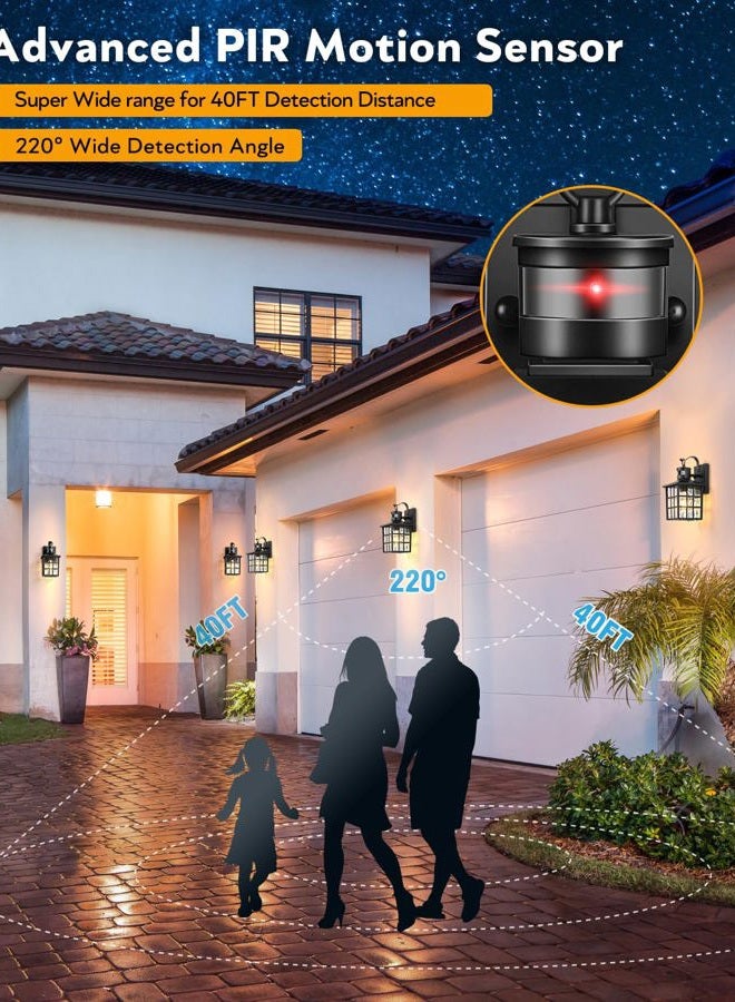VIANIS Outdoor Wall Lantern With Motion Sensor, Dusk To Dawn Exterior Light Fixtures Wall Mount, LED Outdoor Porch Light, Anti-Rust 100% Aluminum Modern Black Outdoor Sconce Lights for Garage,Entryway - Image 5