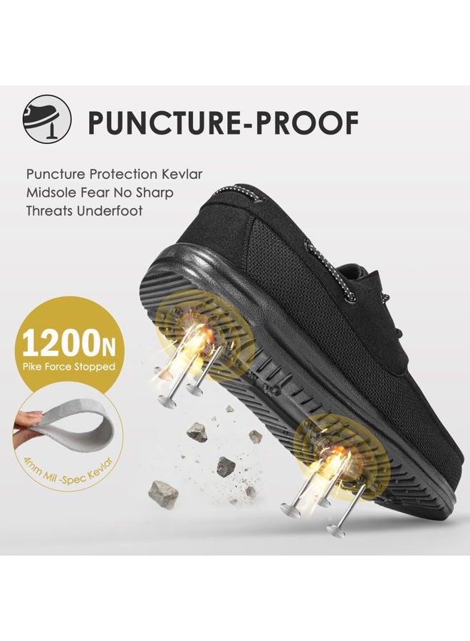 Fidabo Steel Toe Shoes for Men Slip Resistant Lightweight Work Safety Shoes Non Slip Comfortable Composite Toe Loafers Sneakers, Black, 10.5 - Image 4