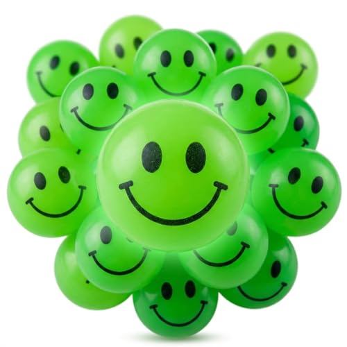 Bedwina 144 Pcs Bulk Bouncy Balls Glow in The Dark 1inch 27mm Diameter High Bouncing Small Rubber Smile Face Bouncing Balls for Kids Vending Machines Valentines Day Goodie Bag Party Favor - Image 1