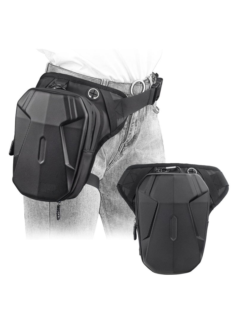 SOLARAE Hard Shell Drop Leg Bag for Men, Motorcycle Thigh Bag Large Capacity Tactical Crossbody Backpack, Multi-Pocket Storage Hip Thigh Bag for Camping Hiking Cycling Riding, Black - Image 1
