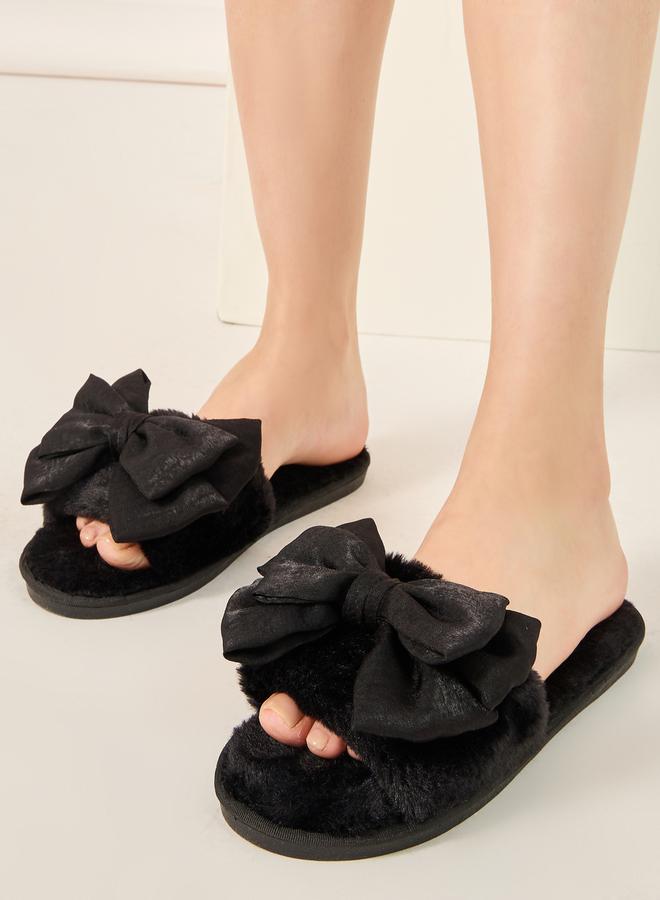 Styli Plush Bow Design Bedroom Slippers - Image 2