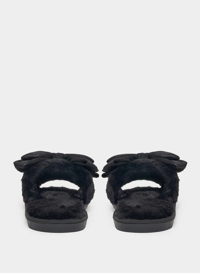 Styli Plush Bow Design Bedroom Slippers - Image 5