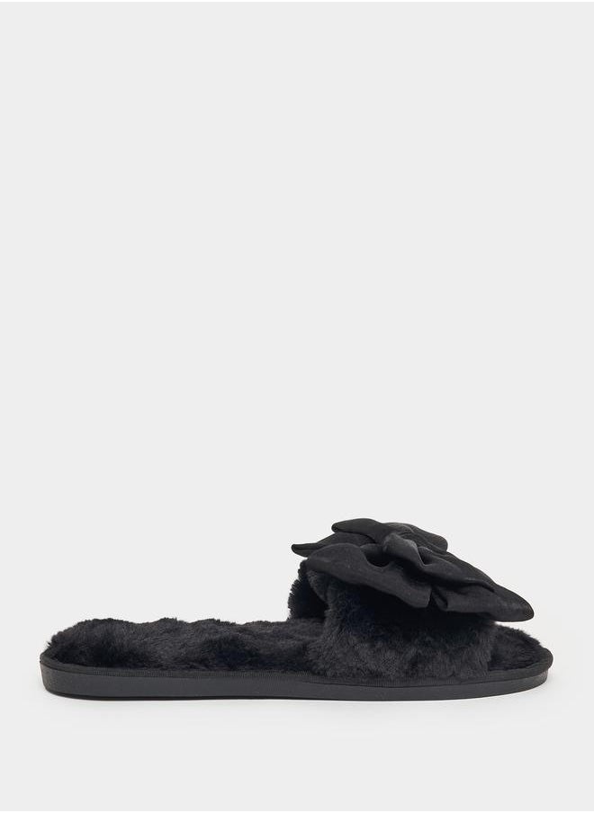 Styli Plush Bow Design Bedroom Slippers  - Image 2
