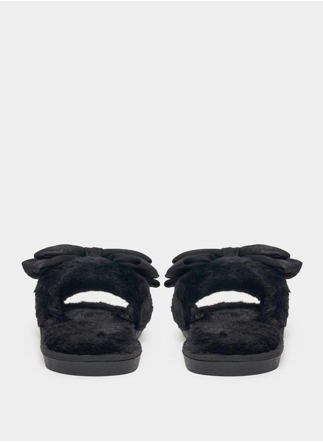 Styli Plush Bow Design Bedroom Slippers  - Image 5
