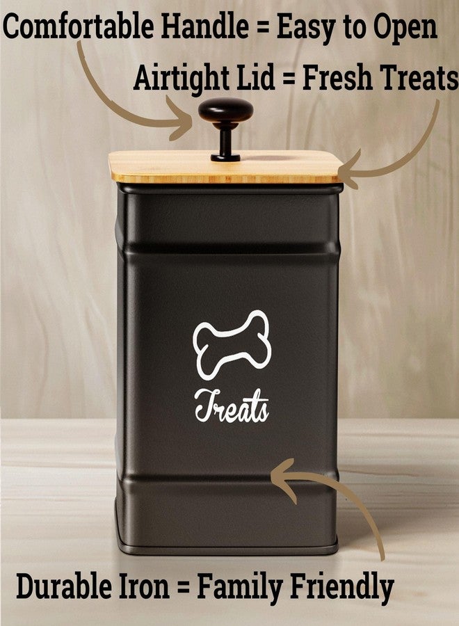 HB Design Co. Dog Treat Container with Airtight Bamboo Lid, 5"W x 7"H, 7 Cup Capacity - Image 2