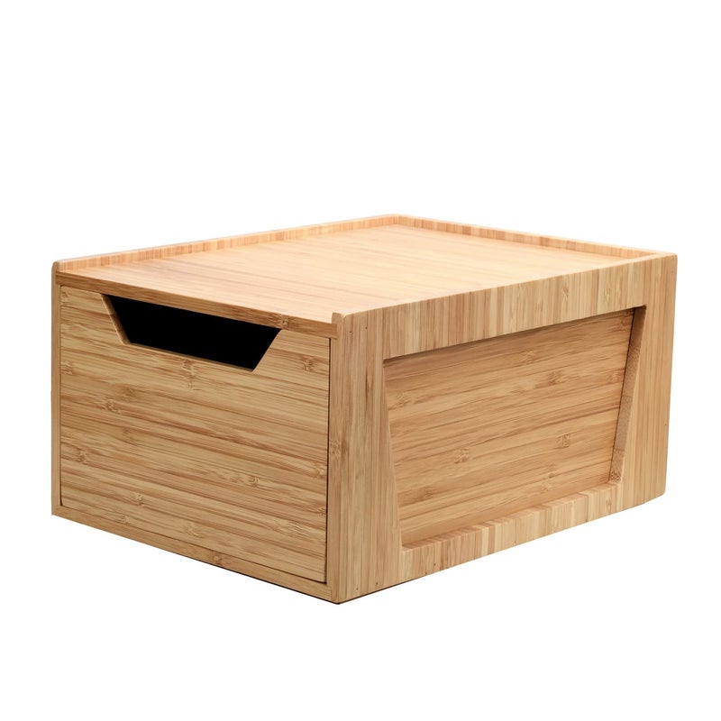 MobileVision Tall Bamboo Drawer, Stackable Storage Solution for Kitchen Products, Office Supplies, or Bathroom Cosmetics & Toiletries, 12â€ x 9â€ x 6.25â€ - Image 1