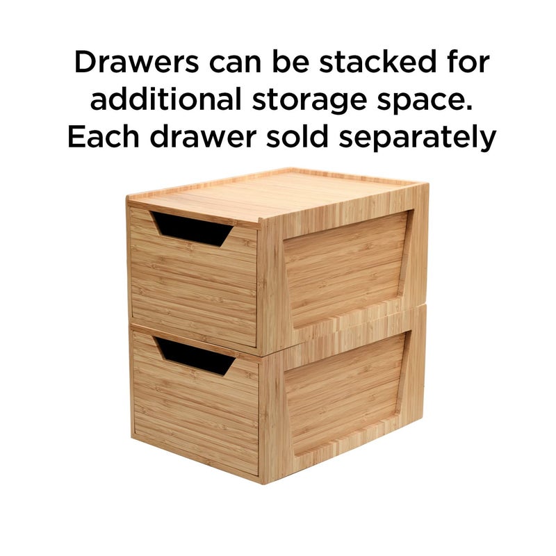 MobileVision Tall Bamboo Drawer, Stackable Storage Solution for Kitchen Products, Office Supplies, or Bathroom Cosmetics & Toiletries, 12â€ x 9â€ x 6.25â€ - Image 5
