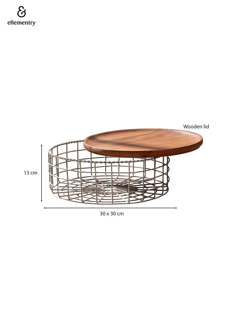 Ellementry Twine Wire Basket Round Dove Grey - Image 4