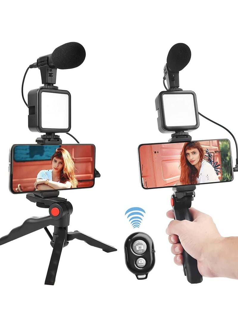 AY-49 Video Vlogger Kits Microphone LED Fill Light Mini Tripod For Phone Vlog Video Recording Condenser - Image 1