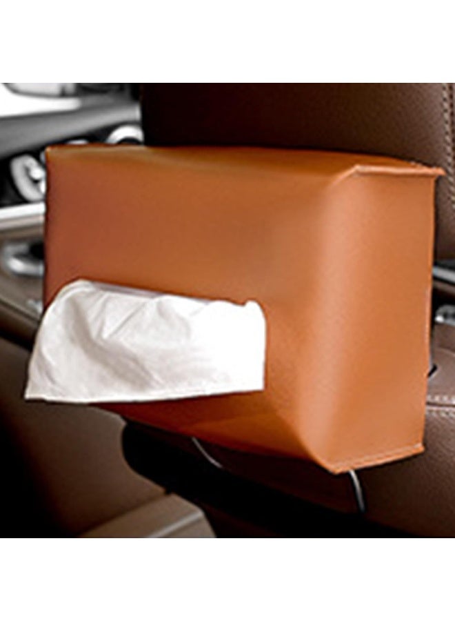 DECORHILLS Leather Tissue Box Rectangle | Long Tissue Box Cover | Tissue Box Holder | Faux Leather Tissue Box Cover Rectangular | Tissue Holder for Bathroom | Car Tissue Holder (Brown) - Image 4