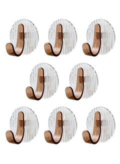 Fanski 8-Piece Self-Adhesive Wall Hooks Brown 5.7x5.7cm  - Image 1
