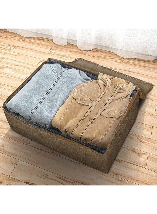 DUNISO 2 Pcs Large Blanket Storage Bag, Under Bed Storage Tote for Comforters, Clothes, Linens. Water Resistant and Breathable Closet Bags ,60x45x26cm,Brown  - Image 5
